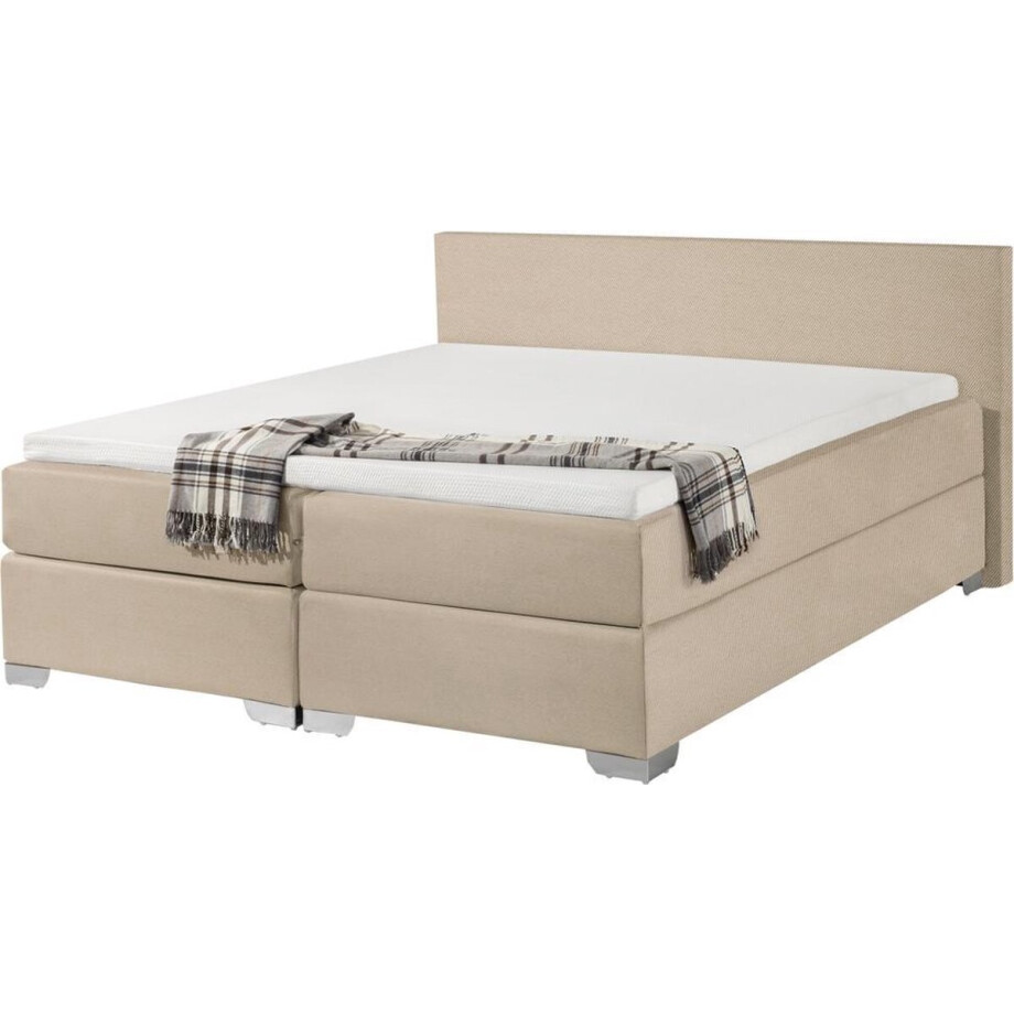 BELIANI PRESIDENT - Boxspringbed - Beige - 160 x 200 cm - Polyester BELIANI PRESIDENT - Boxspringbed - Beige - 160 x 200 cm - Polyester afbeelding 1