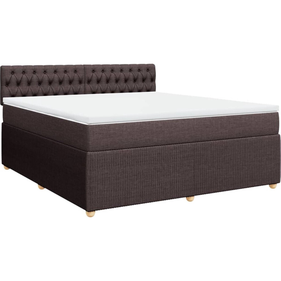 vidaXL - Boxspring - met - matras - stof - donkerbruin - 180x200 - cm vidaXL - Boxspring - met - matras - stof - donkerbruin - 180x200 - cm afbeelding 1