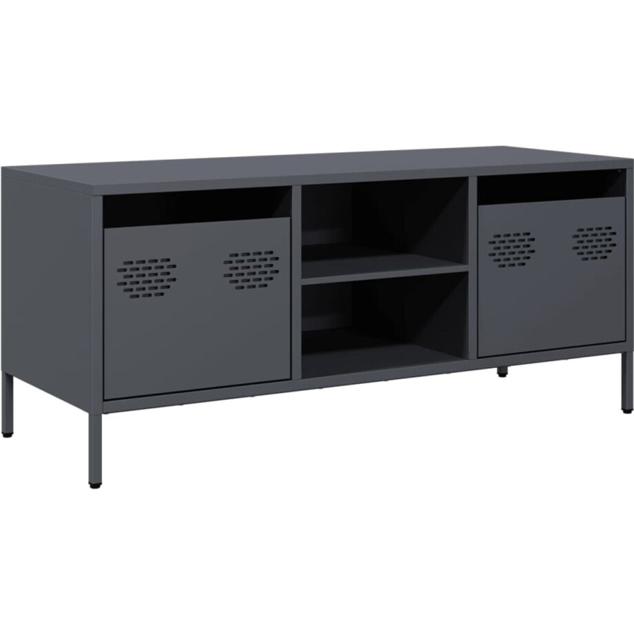 vidaXL - Tv-meubel - 101,5x39x43,5 - cm - koudgewalst - staal - antracietkleurig afbeelding 1