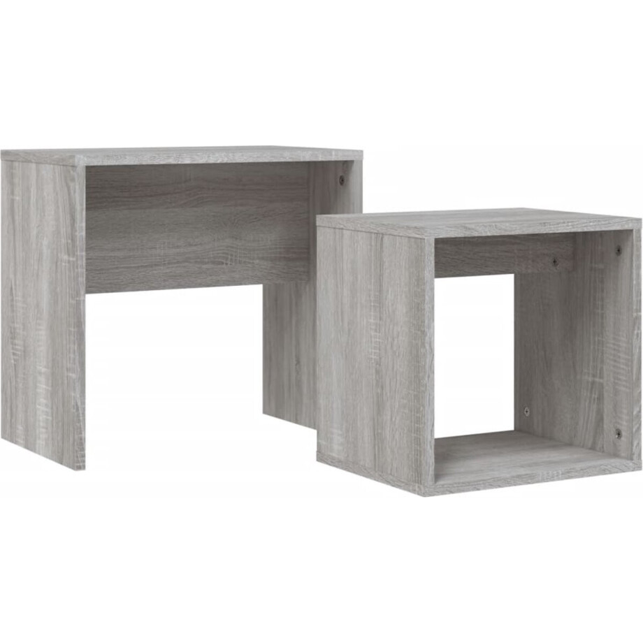 vidaXL - 2-delige - Tafeltjesset - bewerkt - hout - grijs - sonoma - eikenkleurig afbeelding 1