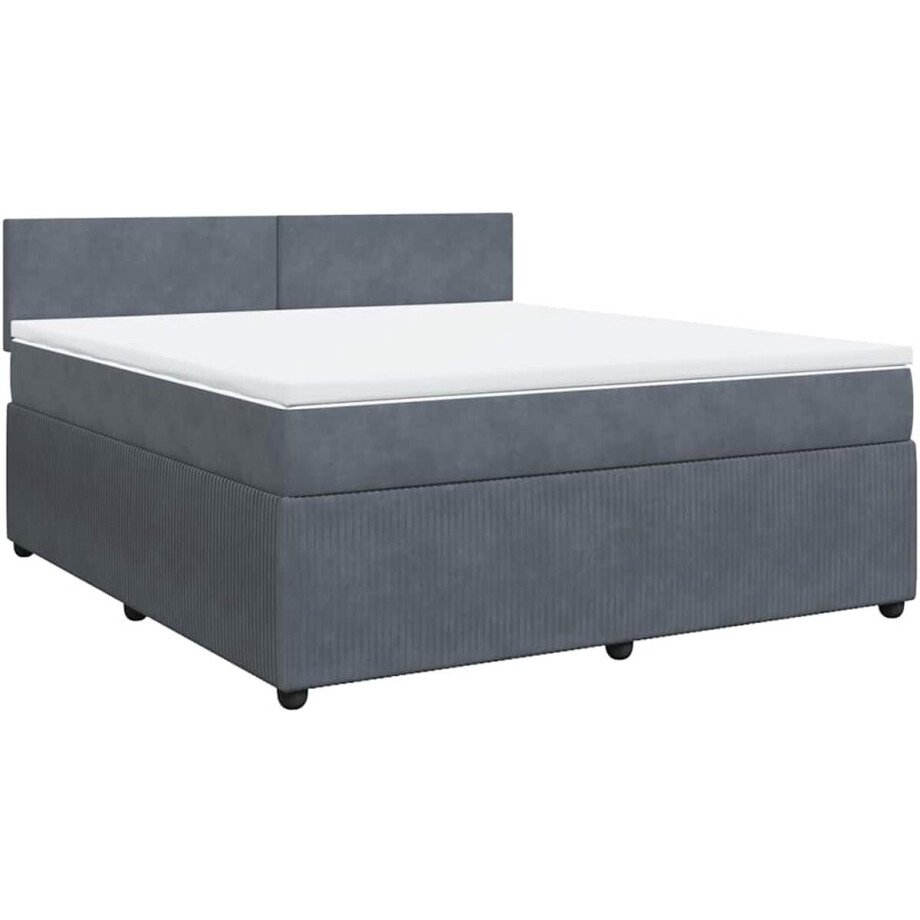 vidaXL - Boxspring - met - matras - fluweel - donkergrijs - 180x200 - cm afbeelding 1