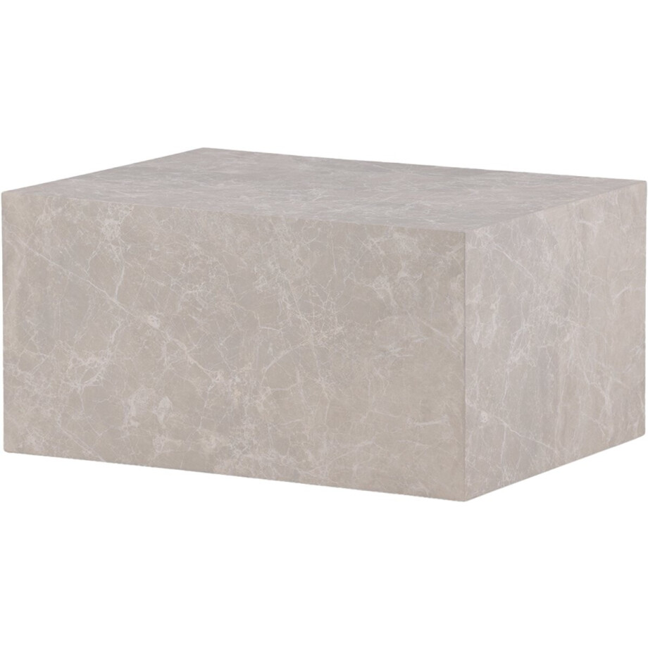 Nest living Zayn Houten Marmerlook Salontafel Beige - Bijzettafel - Koffietafel - 80 x 60 cm afbeelding 1
