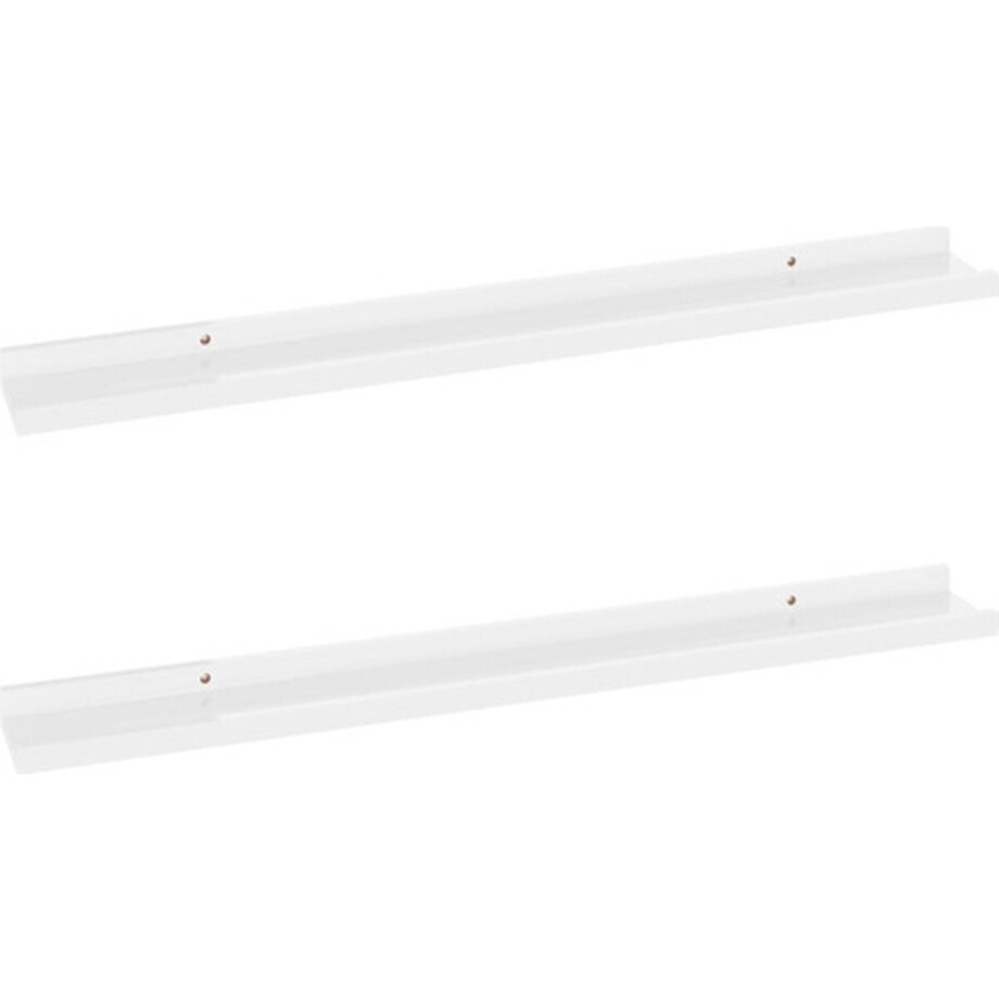 vidaXL - Wandschappen - 2 - st - 80x9x3 - cm - hoogglans - wit afbeelding 1