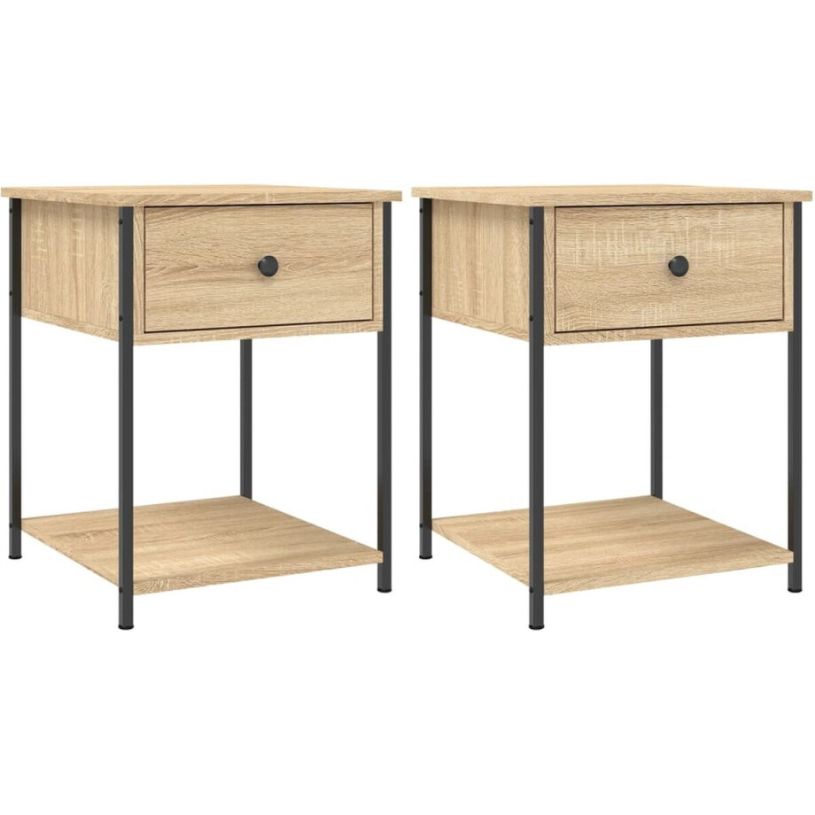 vidaXL - Nachtkastjes - 2 - st - 44x45x58 - cm - sonoma - eikenkleurig afbeelding 1