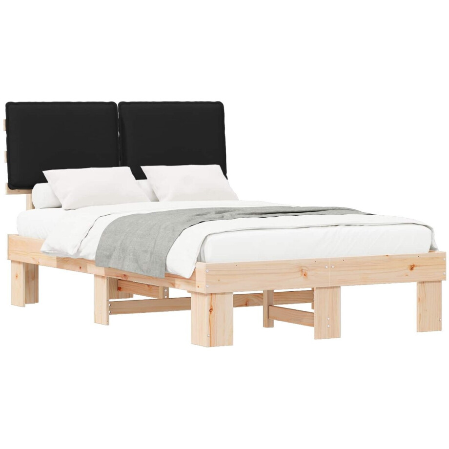 vidaXL - Bedframe - met - Gevoerde - Hoofdbord - Zwart - 120 - x - 200 - cm afbeelding 1