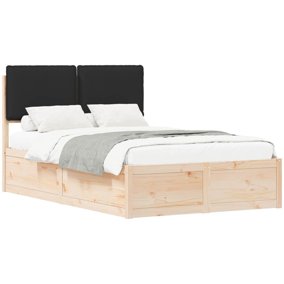vidaXL - Bedframe - met - Gevoerde - Hoofdbord - Zwart - 120 - x - 190 - cm afbeelding 1