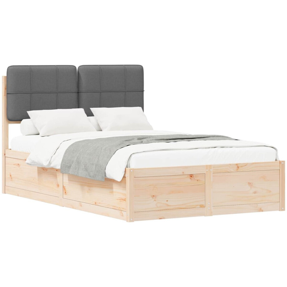 vidaXL - Bedframe - met - Gevoerde - Hoofdbord - Donkergrijs - 120 - x - 200 - cm afbeelding 1