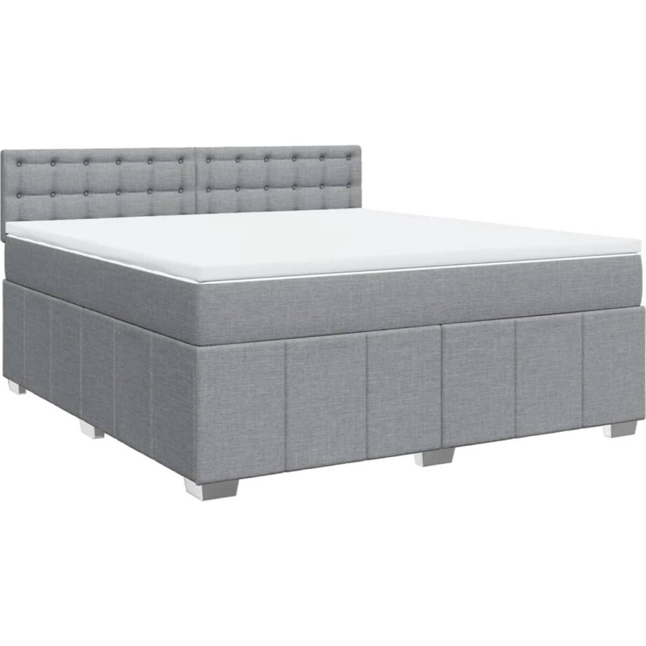 vidaXL - Boxspring - met - matras - stof - lichtgrijs - 180x200 - cm vidaXL - Boxspring - met - matras - stof - lichtgrijs - 180x200 - cm afbeelding 1