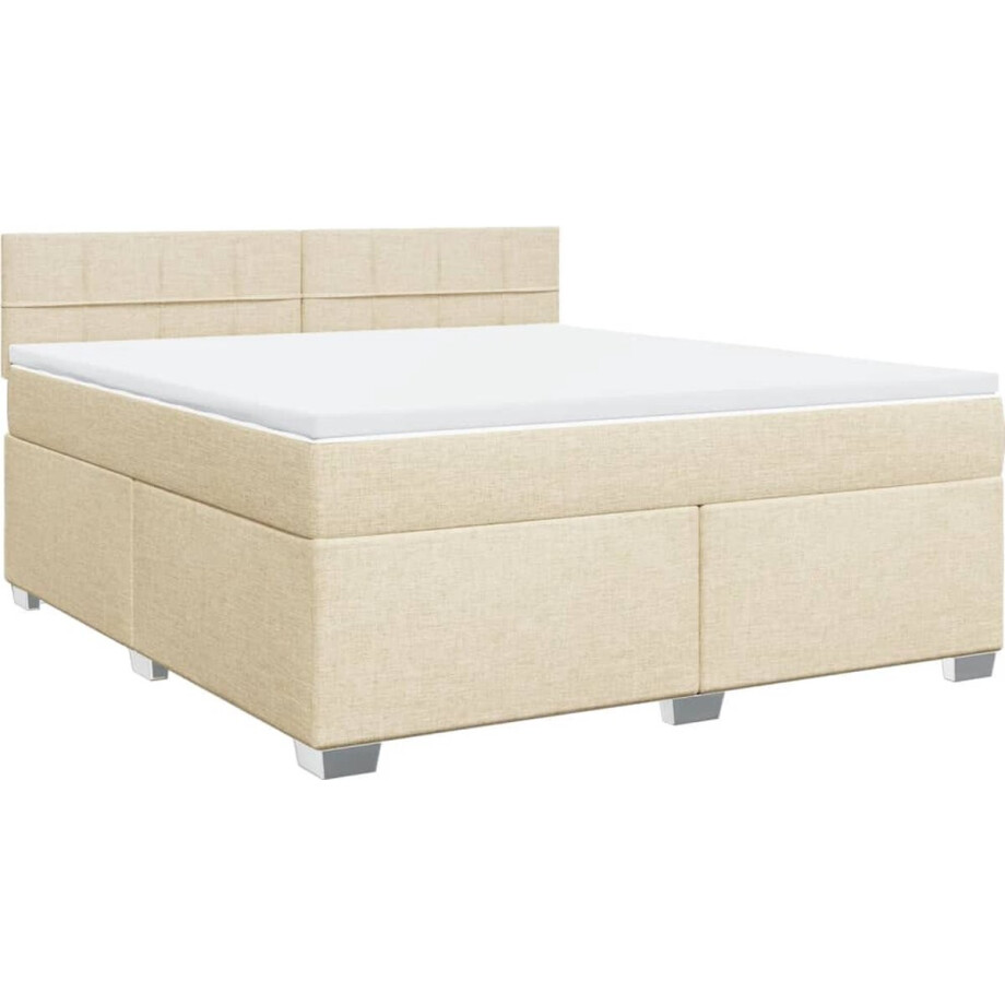 vidaXL - Boxspring - met - matras - stof - crèmekleurig - 180x200 - cm vidaXL - Boxspring - met - matras - stof - crèmekleurig - 180x200 - cm afbeelding 1