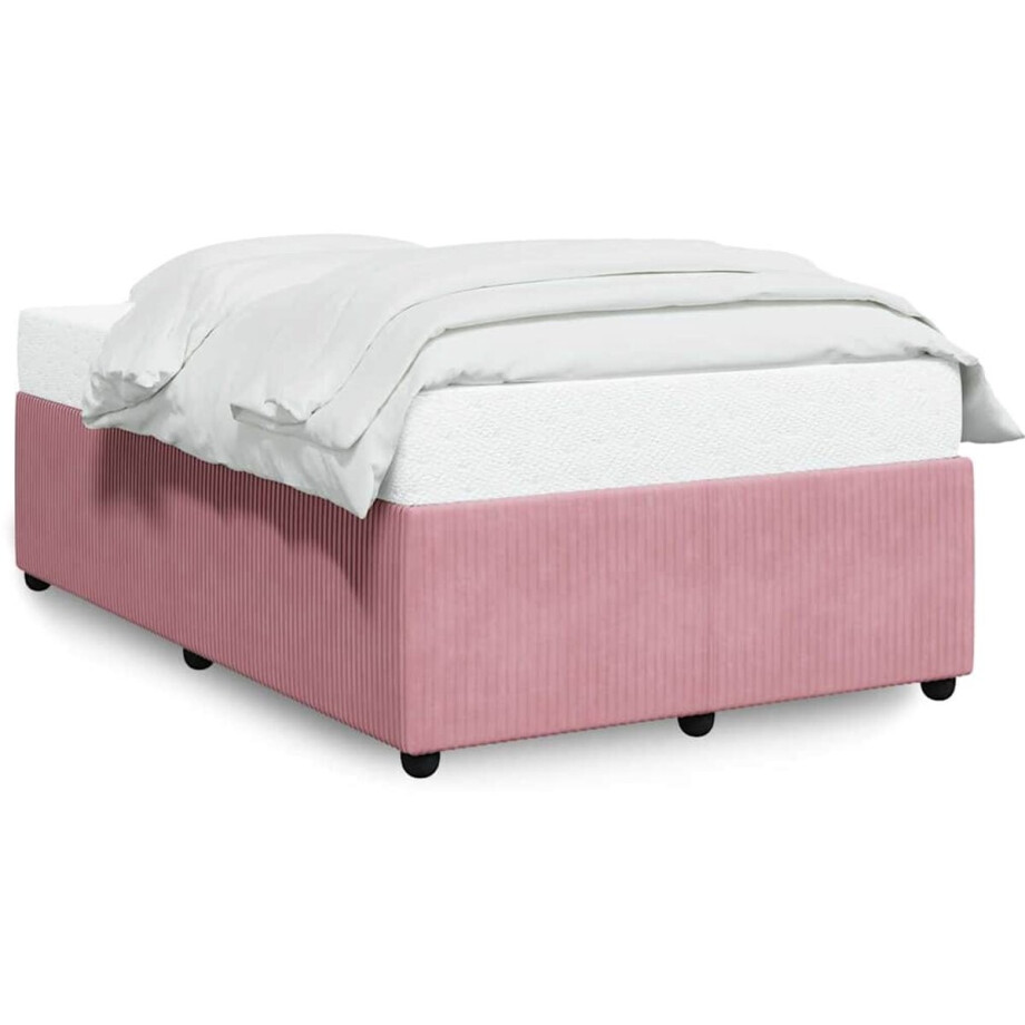 vidaXL - Bedframe - fluweel - roze - 120x200 - cm afbeelding 1