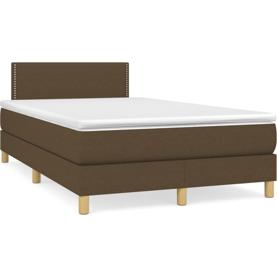 vidaXL - Boxspring - met - matras - stof - donkerbruin - 120x200 - cm afbeelding 1