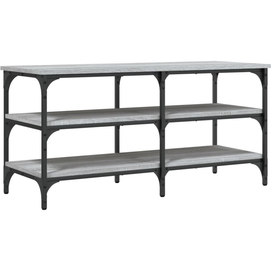 vidaXL - Schoenenbankje - 100x38,5x49 - cm - bewerkt - hout - grijs - sonoma vidaXL - Schoenenbankje - 100x38,5x49 - cm - bewerkt - hout - grijs - sonoma afbeelding 1