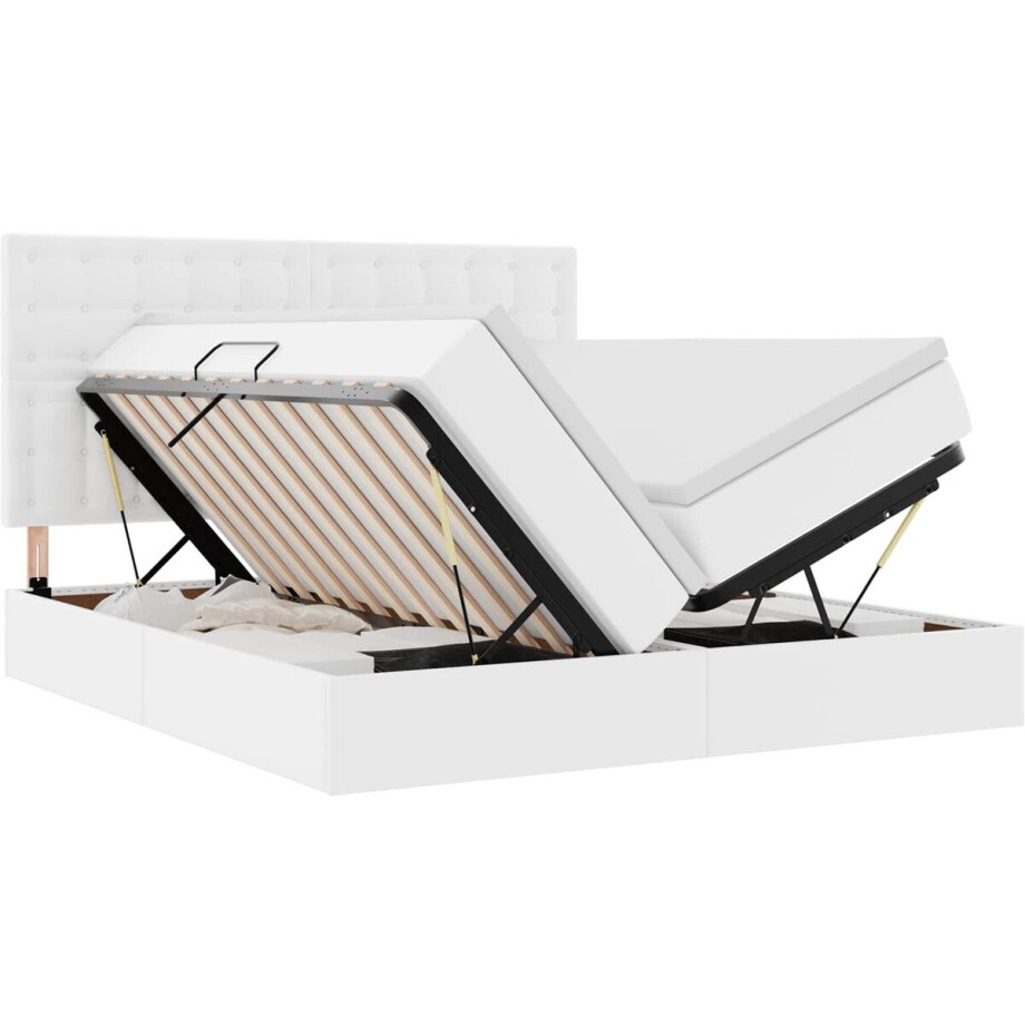 vidaXL - Opbergbed - met - matras - Zuiver - Wit - 180 - x - 200 - cm - Kunstleer vidaXL - Opbergbed - met - matras - Zuiver - Wit - 180 - x - 200 - cm - Kunstleer afbeelding 1
