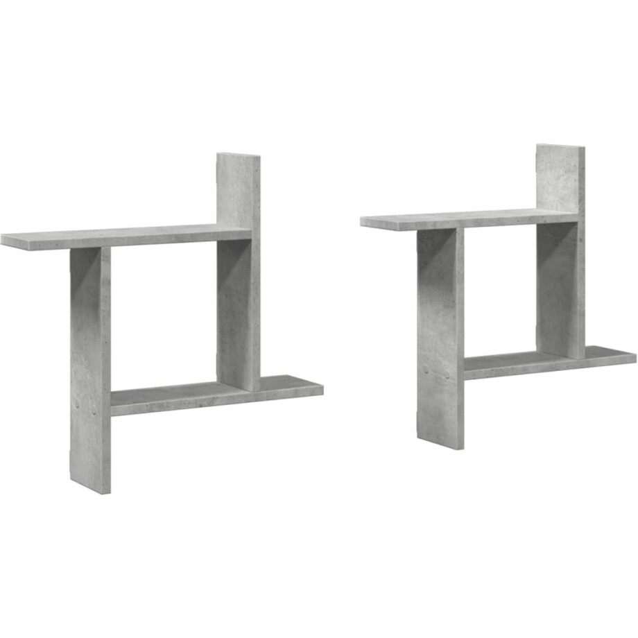 vidaXL Wandschappen - 2 stuks - 50x12x50 cm - Betongrijs Wandenplank - Wanddecoratie - Houten Plank - Bergruimte - Opslagoplossing afbeelding 1