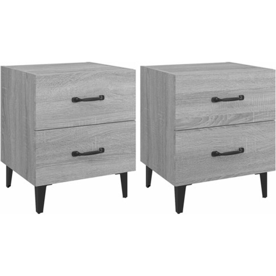 vidaXL - Nachtkastjes - 2 - st - 40x35x47,5 - cm - grijs - sonoma - eikenkleurig afbeelding 1