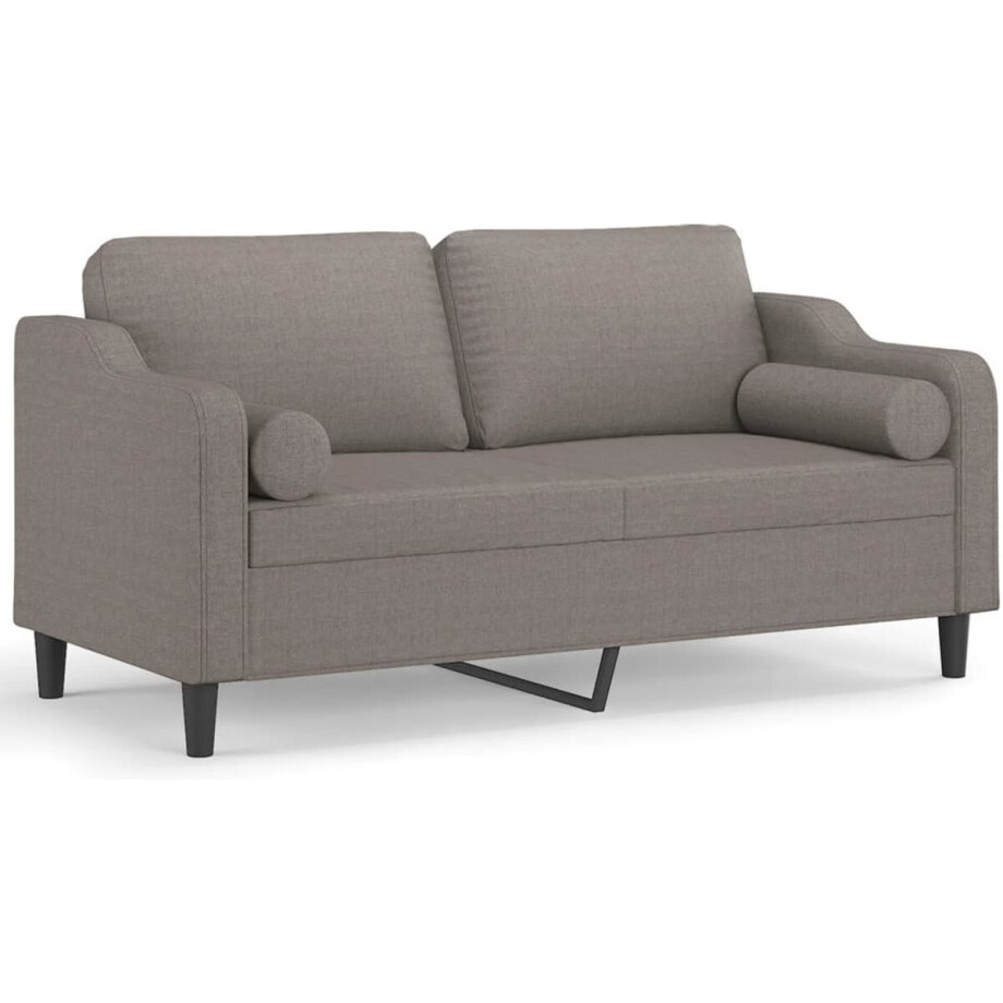 vidaXL - Tweezitsbank - met - sierkussens - 140 - cm - stof - taupe afbeelding 1