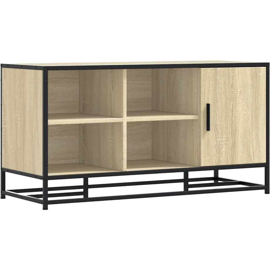 vidaXL - Schoenenbank - 100x40x53,5 - cm - bewerkt - hout - en - metaal - sonoma - eiken afbeelding 1