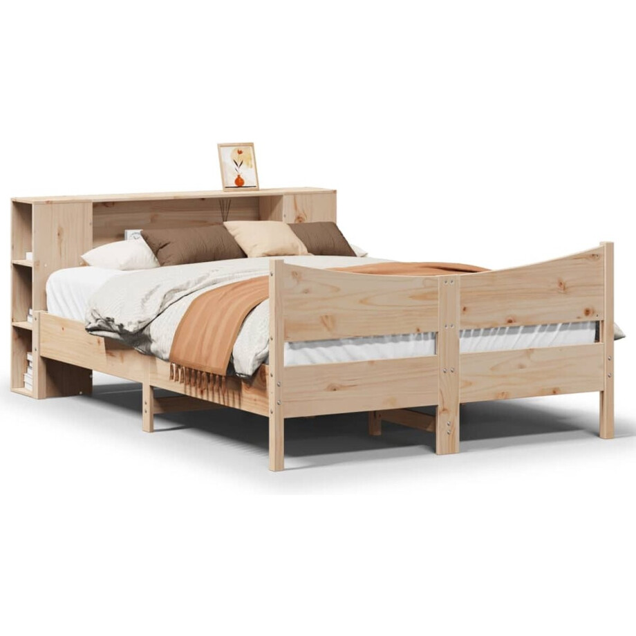 vidaXL - Bedframe - zonder - matras - massief - grenenhout - 135x190 - cm vidaXL - Bedframe - zonder - matras - massief - grenenhout - 135x190 - cm afbeelding 1