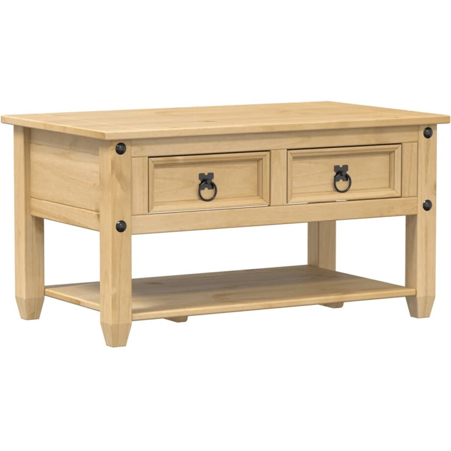 vidaXL Salontafel - Salontafels - Tafel - Bijzettafel - Salontafel met lades Corona 85x50x45 cm massief grenenhout afbeelding 1