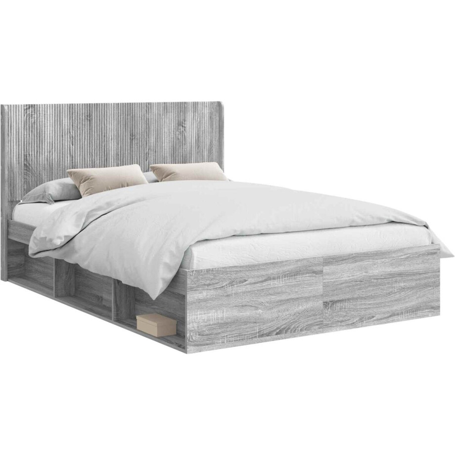vidaXL - Bedframe - met - opbergruimte - en - hoofdbord - Grijs - Sonoma vidaXL - Bedframe - met - opbergruimte - en - hoofdbord - Grijs - Sonoma afbeelding 1