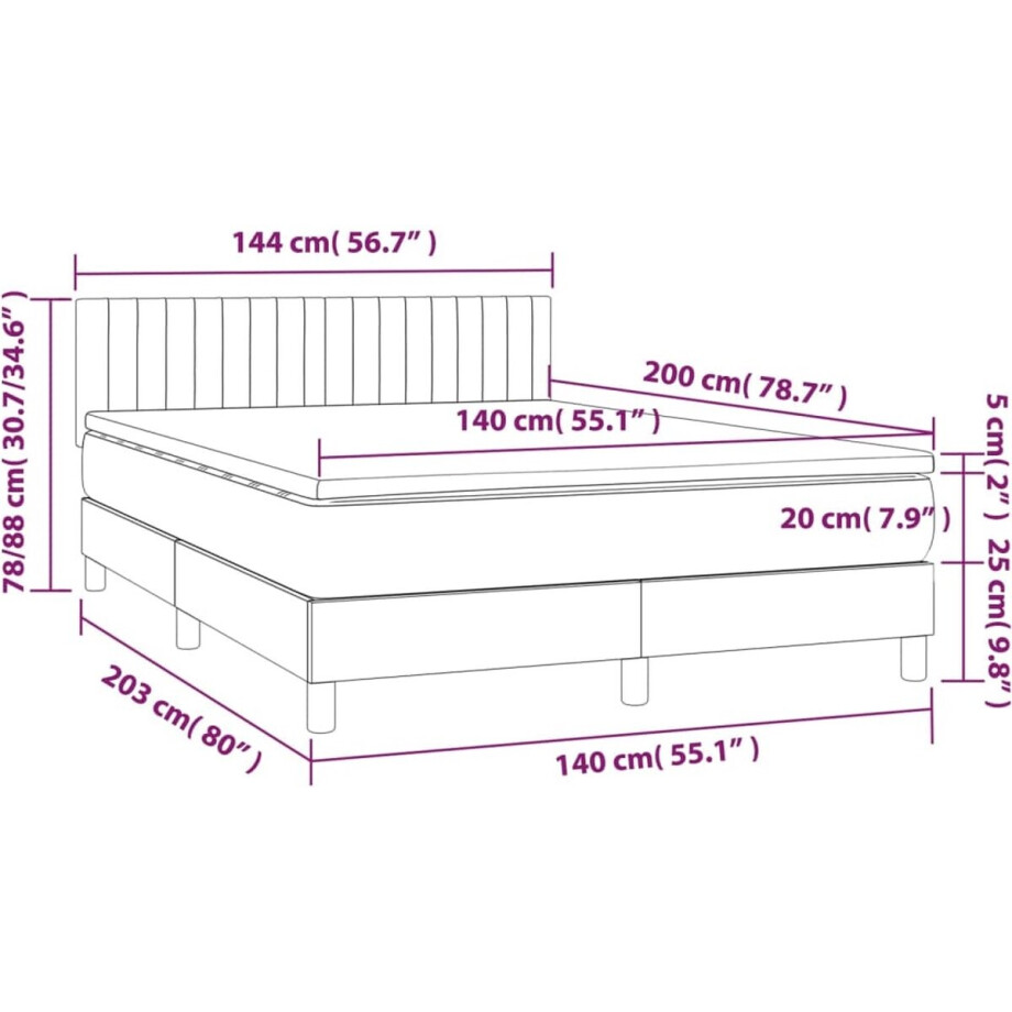 vidaXL - Boxspring - met - matras - stof - blauw - 140x200 - cm afbeelding 1