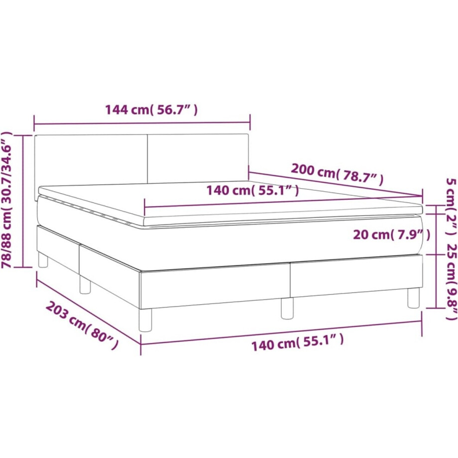 vidaXL - Boxspring - met - matras - stof - zwart - 140x200 - cm vidaXL - Boxspring - met - matras - stof - zwart - 140x200 - cm afbeelding 1