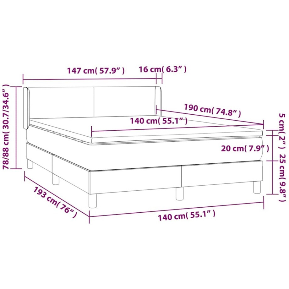 vidaXL - Boxspring - met - matras - stof - lichtgrijs - 140x190 - cm vidaXL - Boxspring - met - matras - stof - lichtgrijs - 140x190 - cm afbeelding 1