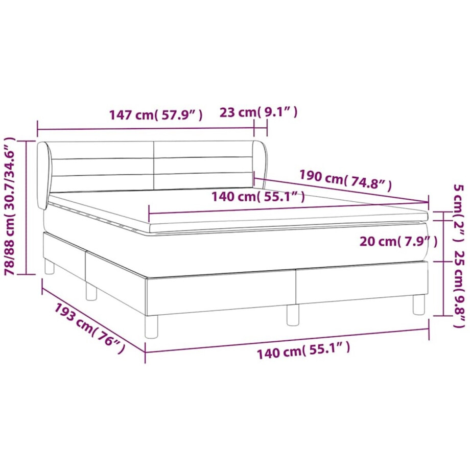 vidaXL - Boxspring - met - matras - stof - zwart - 140x190 - cm vidaXL - Boxspring - met - matras - stof - zwart - 140x190 - cm afbeelding 1