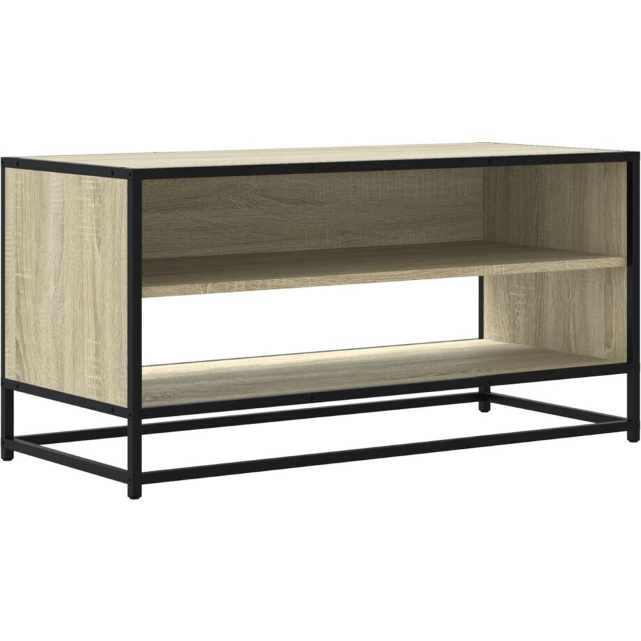 vidaXL - Tv-meubel - 91x40x46 - cm - bewerkt - hout - metaal - sonoma - eikenkleurig afbeelding 1