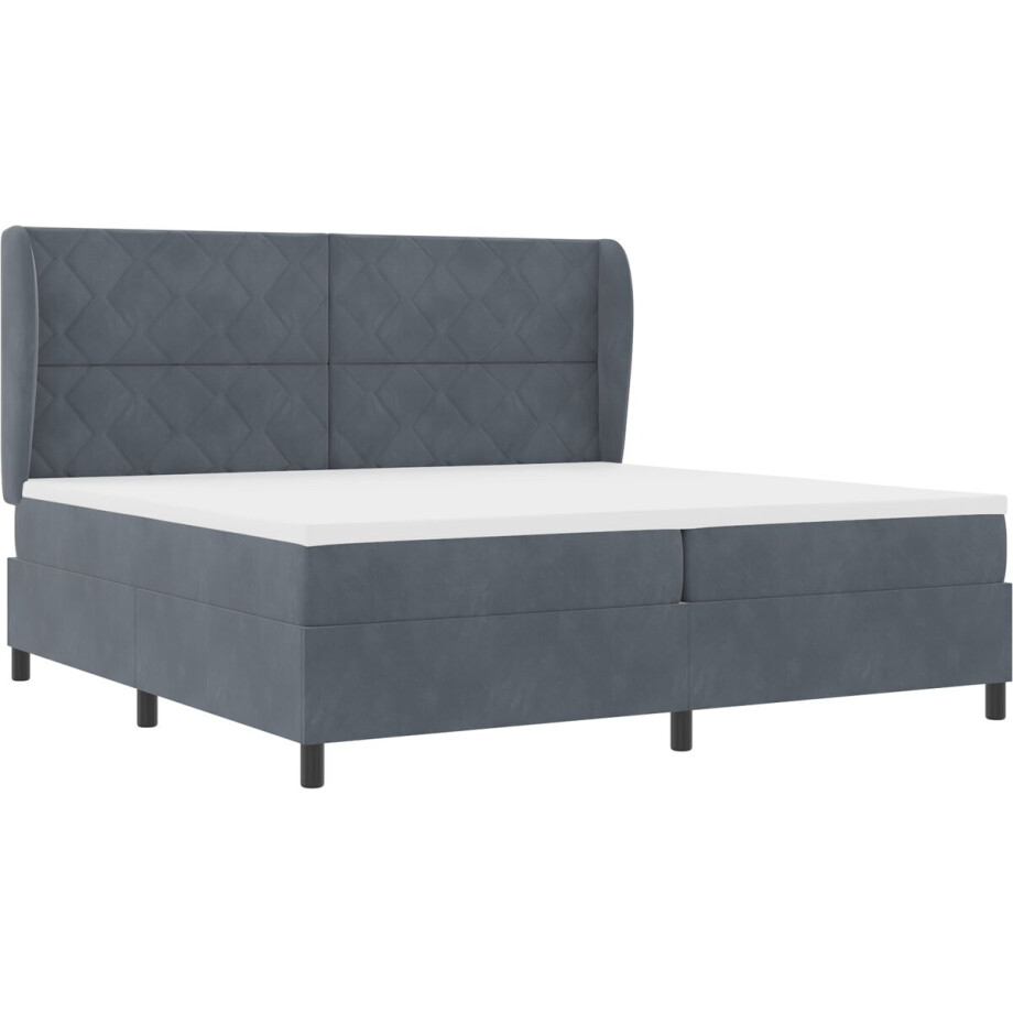 vidaXL - Boxspring - bed - met - matras - Donkergrijs - 200 - x - 200 - cm - Polyester afbeelding 1