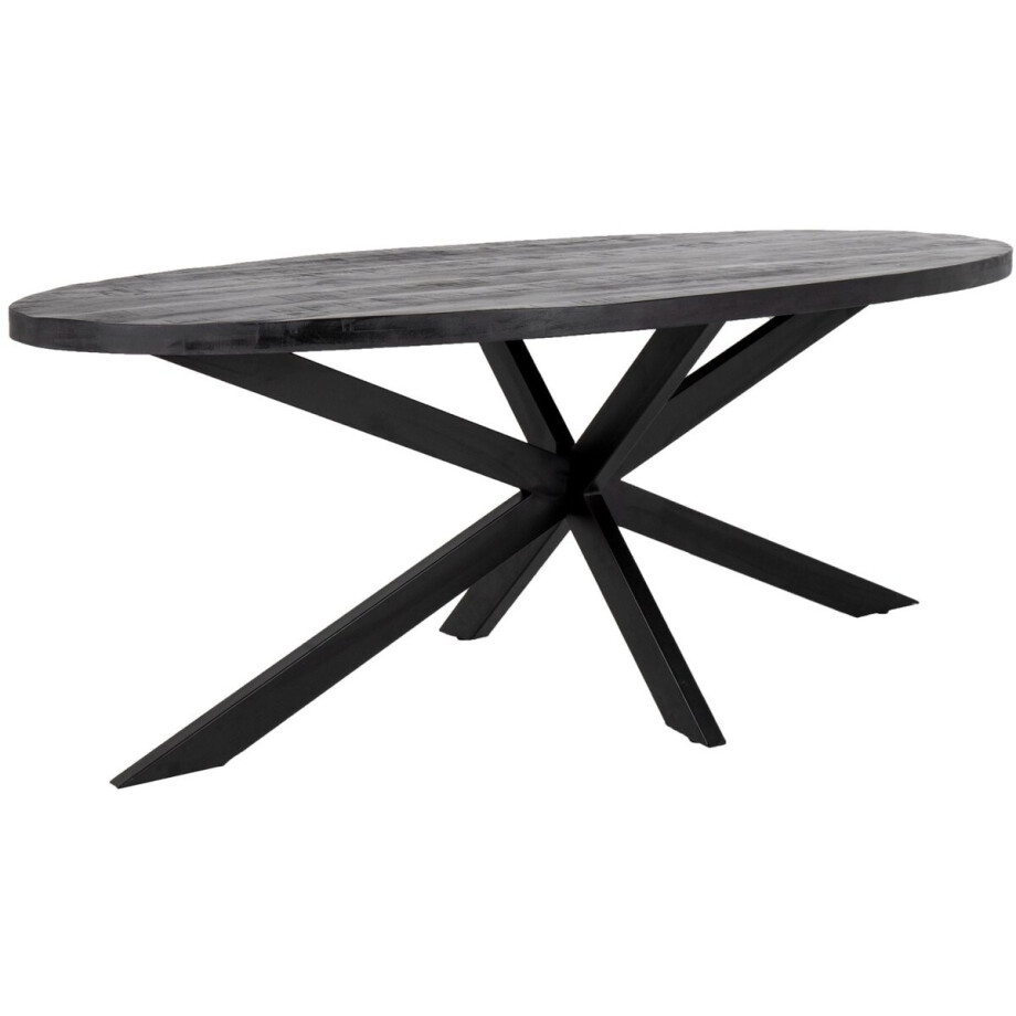 Giga Meubel Eettafel Mansour - Zwart Mangohout - 180x100x76cm afbeelding 1