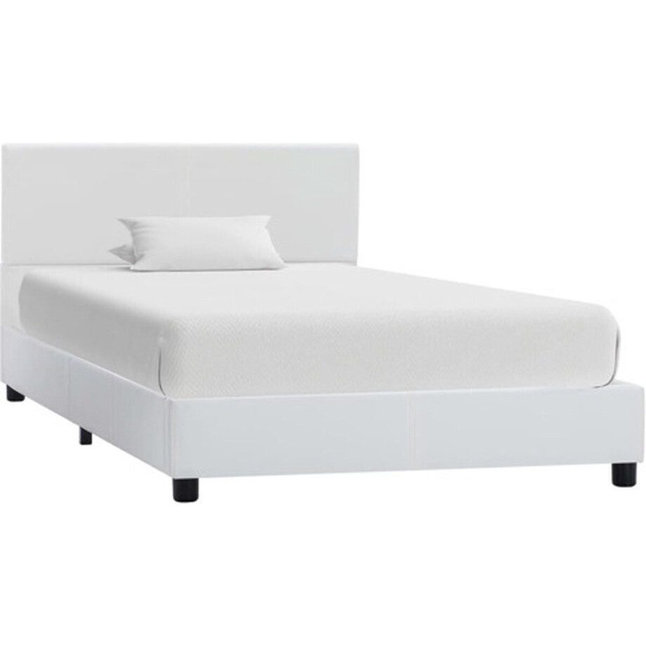 vidaXL - Bedframe - kunstleer - wit - 90x200 - cm afbeelding 1