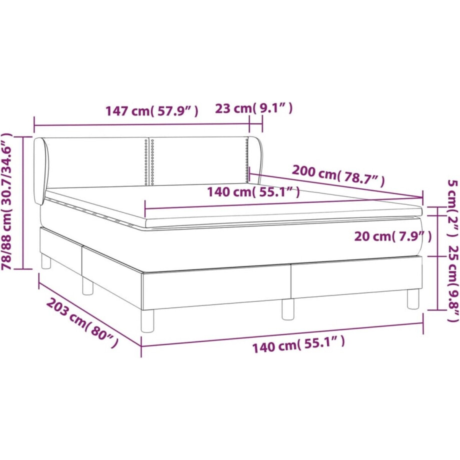 vidaXL - Boxspring - met - matras - stof - crèmekleurig - 140x200 - cm vidaXL - Boxspring - met - matras - stof - crèmekleurig - 140x200 - cm afbeelding 1