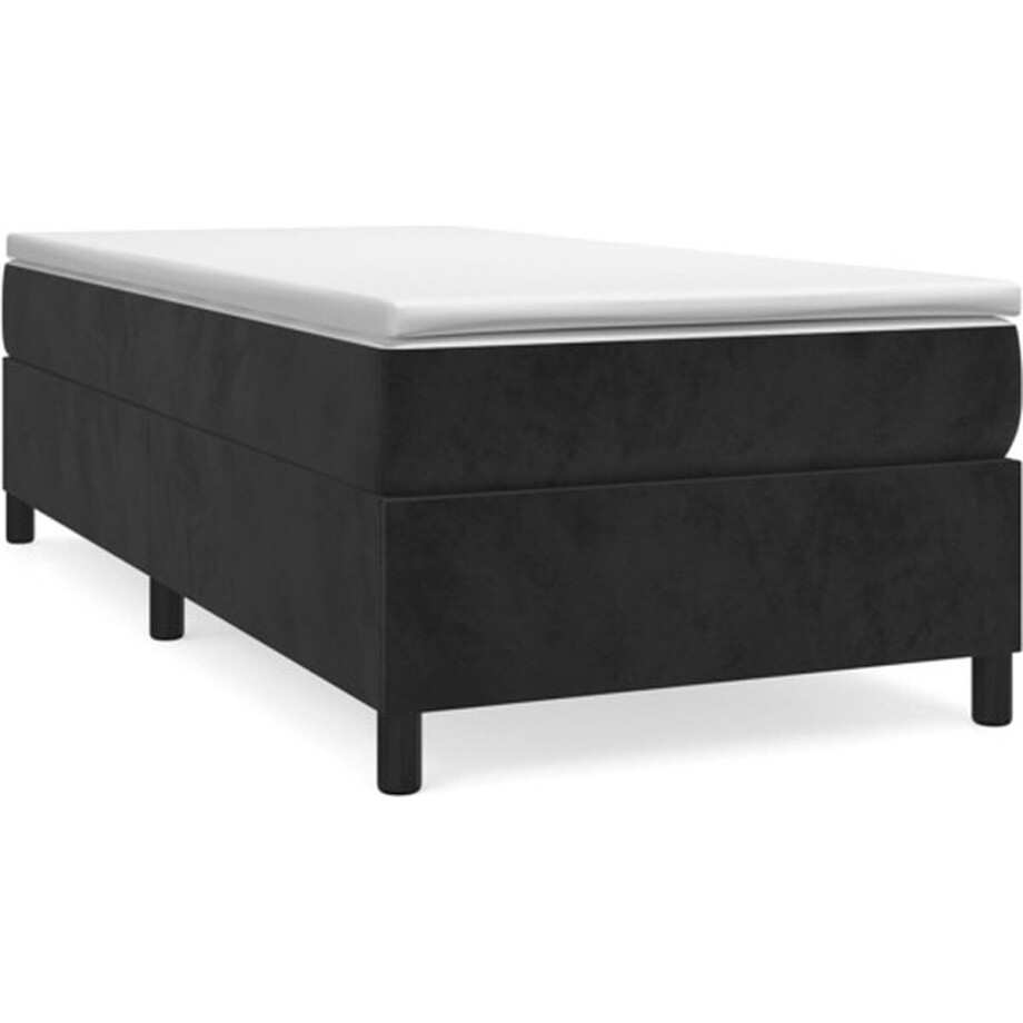 vidaXL - Boxspring - bed - fluweel - zwart - 80x200 - cm afbeelding 1