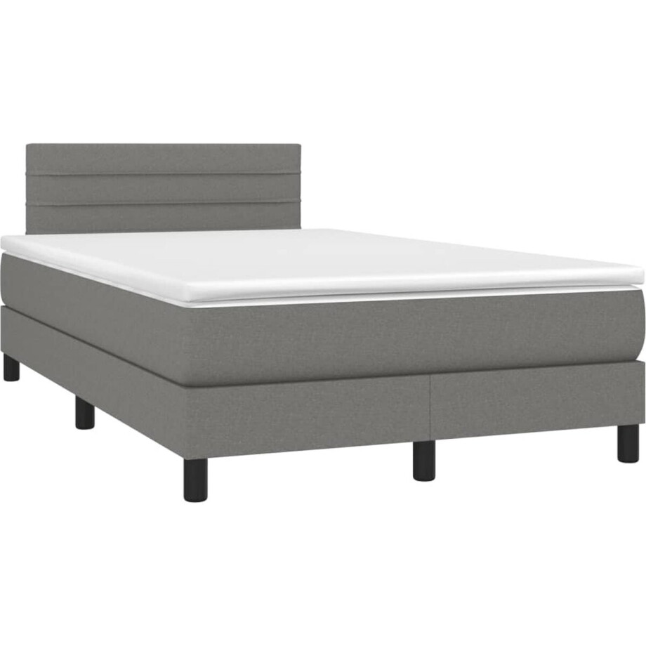 vidaXL - Boxspring - met - matras - stof - donkergrijs - 120x190 - cm afbeelding 1