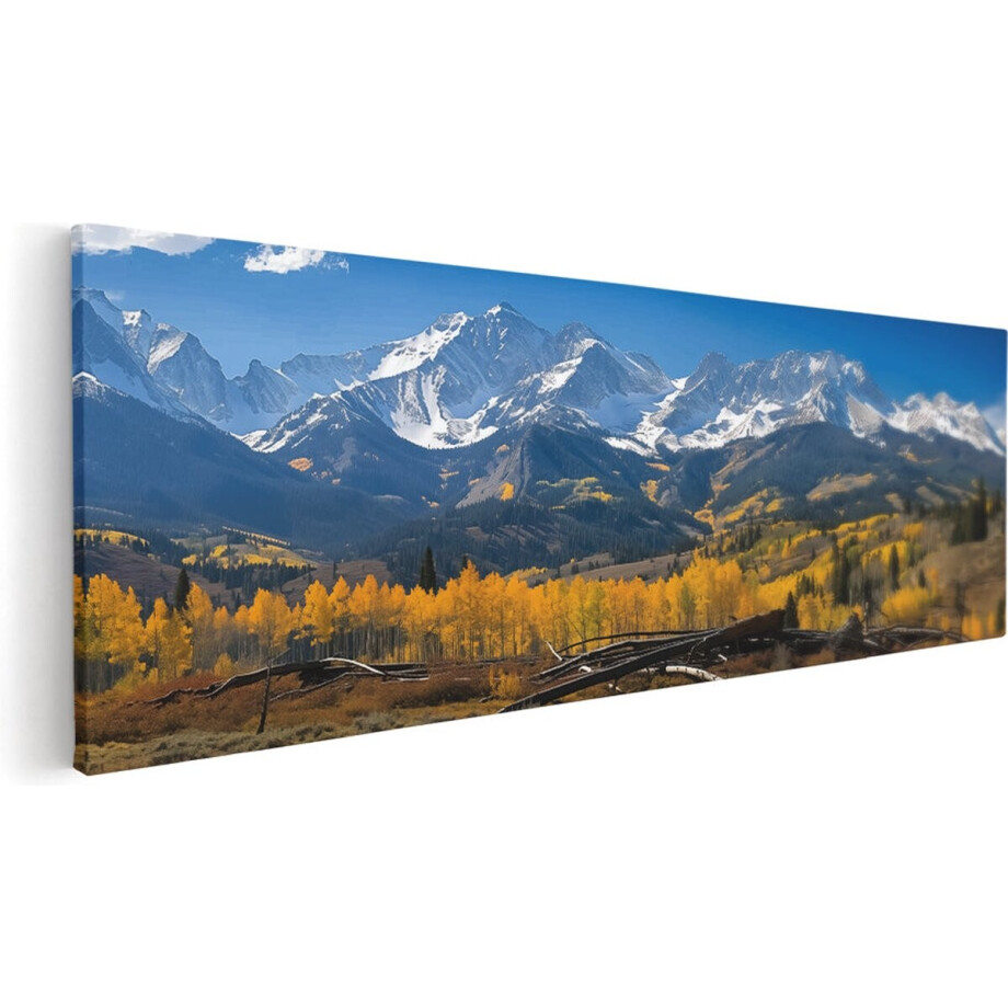 Artaza Canvas Schilderij Bergketen in de Herfst - 90x30 cm - Wanddecoratie Woonkamer - Schilderijen - Muurdecoratie afbeelding 1