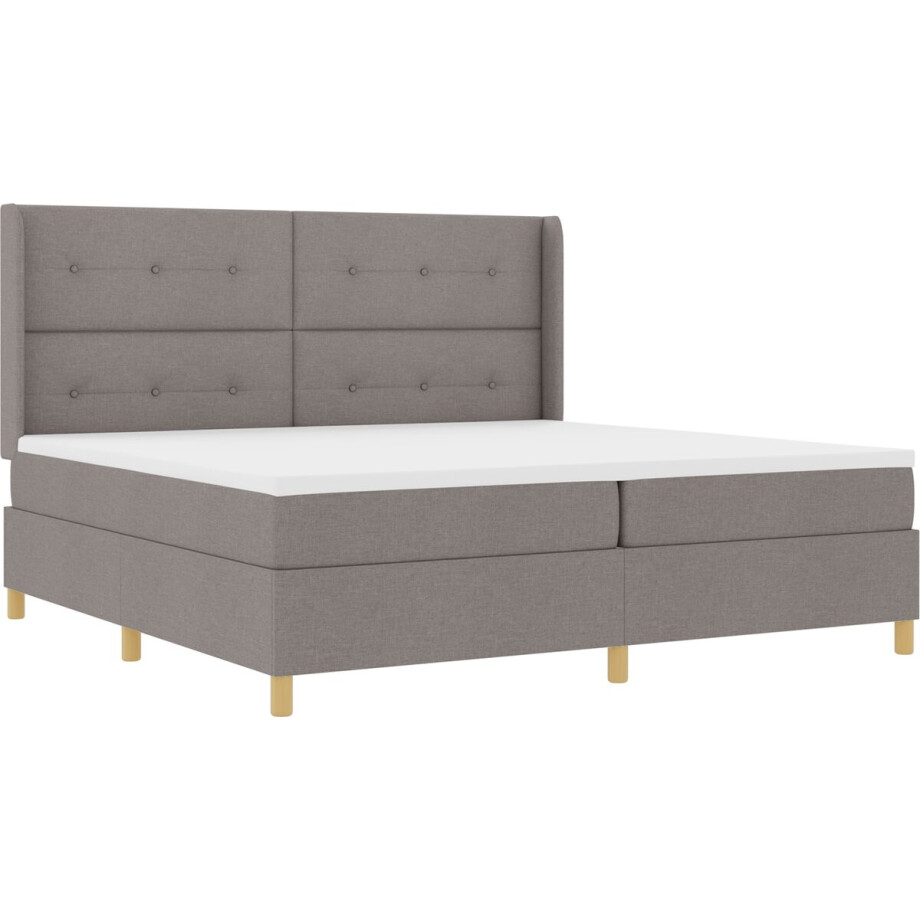 vidaXL - Boxspring - bed - met - LED-stripverlichting - Taupe - 200 - x - 200 - cm - Stof afbeelding 1