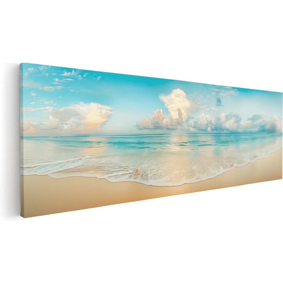 Artaza Canvas Schilderij Strand En Zee - 120x40 cm - Groot - Wanddecoratie Zee - Muurdecoratie Strand - Schilderijen Op Canvas afbeelding 1