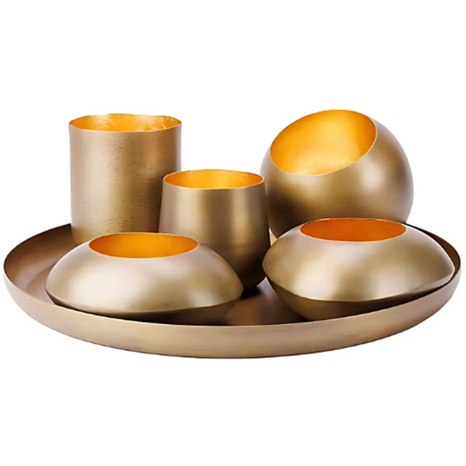 Cosy & Trendy Giftset Kaarshouders - Set van 6 stuks - Ø30xH10cm - Goud Cosy & Trendy Giftset Kaarshouders - Set van 6 stuks - Ø30xH10cm - Goud afbeelding 1