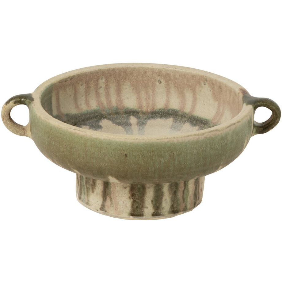 J-Line Decoratief dienblad - keramiek - olijfgroen/lichtbeige afbeelding 1