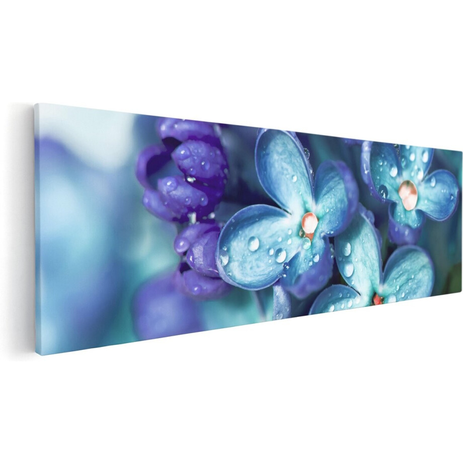 Artaza Canvas Schilderij Blauwe Lila Bloemen - Seringen - 60x20 - Foto Op Canvas - Canvas Print afbeelding 1