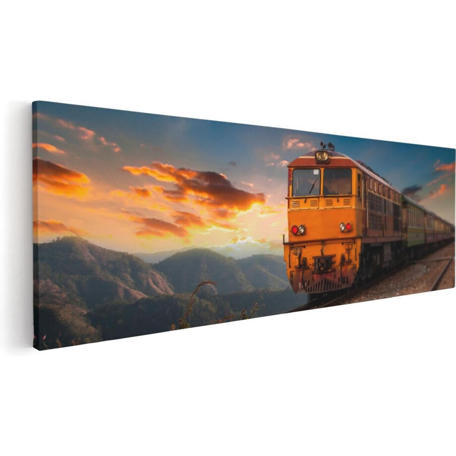Artaza Canvas Schilderij Trein tussen de Bergen in Thailand - 90x30 - Foto Op Canvas - Canvas Print Artaza Canvas Schilderij Trein tussen de Bergen in Thailand - 90x30 - Foto Op Canvas - Canvas Print afbeelding 1