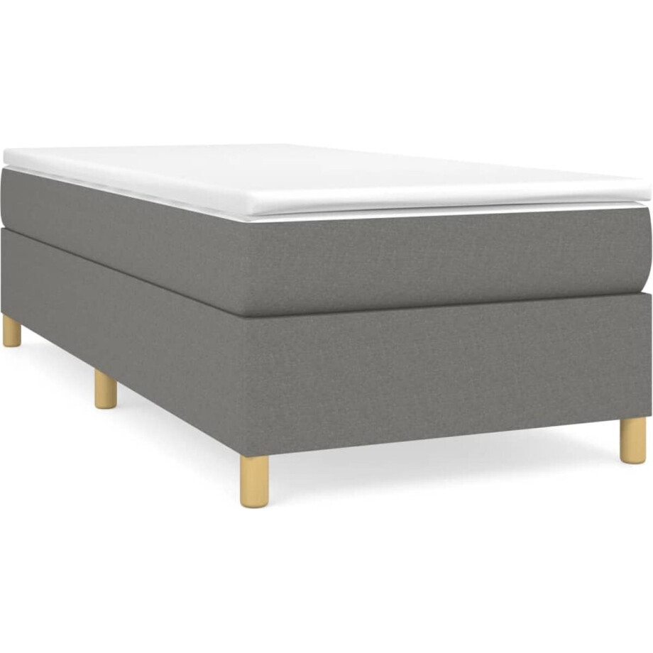 vidaXL - Boxspring - met - matras - stof - donkergrijs - 100x200 - cm vidaXL - Boxspring - met - matras - stof - donkergrijs - 100x200 - cm afbeelding 1