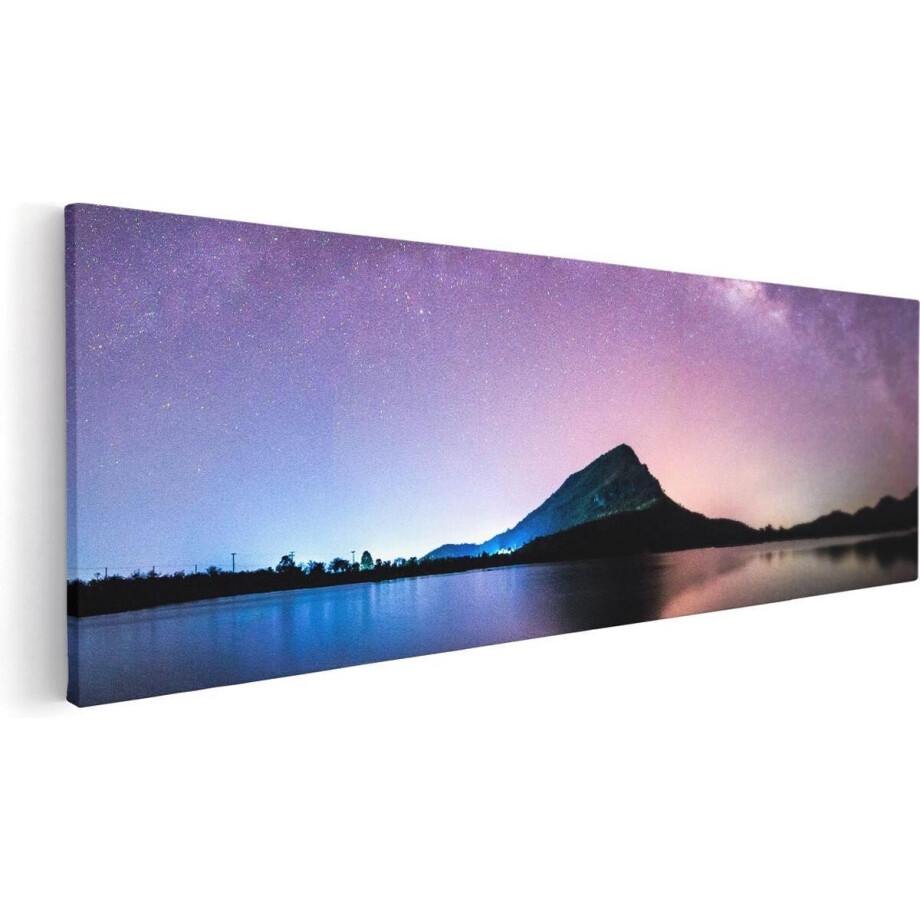 Artaza Canvas Schilderij Melkweg Bij Een Berg In Thailand - 90x30 - Foto Op Canvas - Canvas Print afbeelding 1