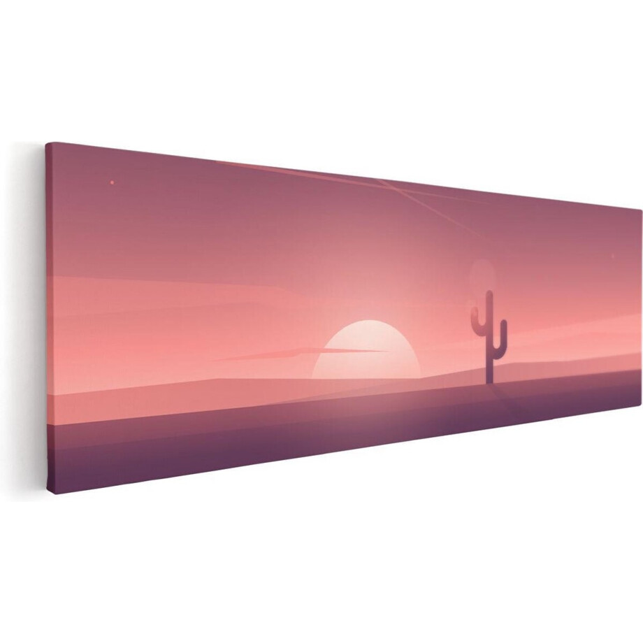 Artaza Canvas Schilderij Zonsondergang In De Woestijn Met Een Cactus - 60x20 - Foto Op Canvas - Canvas Print Artaza Canvas Schilderij Zonsondergang In De Woestijn Met Een Cactus - 60x20 - Foto Op Canvas - Canvas Print afbeelding 1