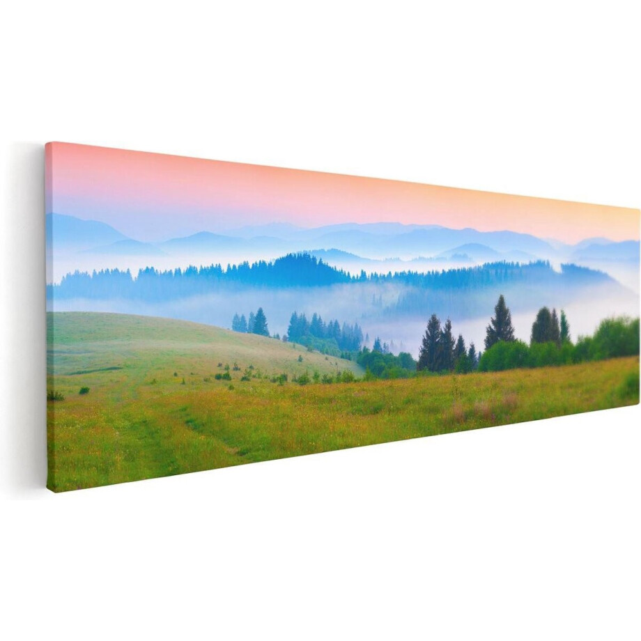 Artaza Canvas Schilderij Mistige Heuvel Landschap Met Bossen - 60x20 - Foto Op Canvas - Canvas Print Artaza Canvas Schilderij Mistige Heuvel Landschap Met Bossen - 60x20 - Foto Op Canvas - Canvas Print afbeelding 1
