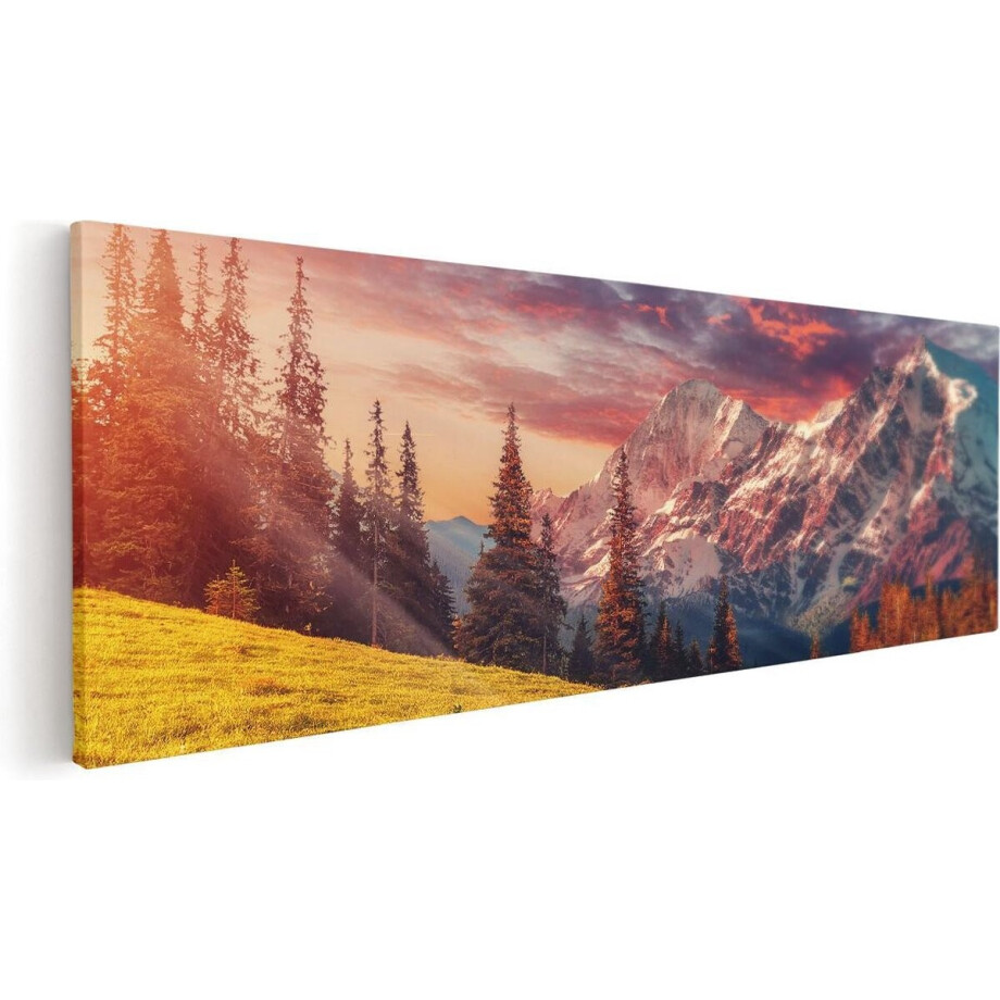 Artaza Canvas Schilderij Alpen Landschap Met Een Kleurrijke Hemel - 90x30 - Foto Op Canvas - Canvas Print Artaza Canvas Schilderij Alpen Landschap Met Een Kleurrijke Hemel - 90x30 - Foto Op Canvas - Canvas Print afbeelding 1