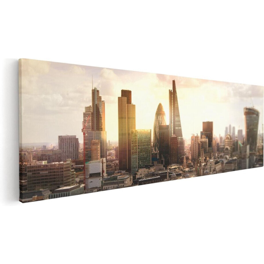 Artaza Canvas Schilderij Londen bij Zonsondergang in een Moderne Wijk - 60x20 - Foto Op Canvas - Canvas Print afbeelding 1