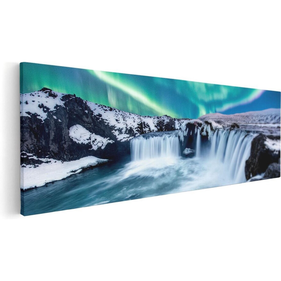 Artaza Canvas Schilderij Watervallen Met Het Groene Noorderlicht - 120x40 - Groot - Foto Op Canvas - Canvas Print Artaza Canvas Schilderij Watervallen Met Het Groene Noorderlicht - 120x40 - Groot - Foto Op Canvas - Canvas Print afbeelding 1