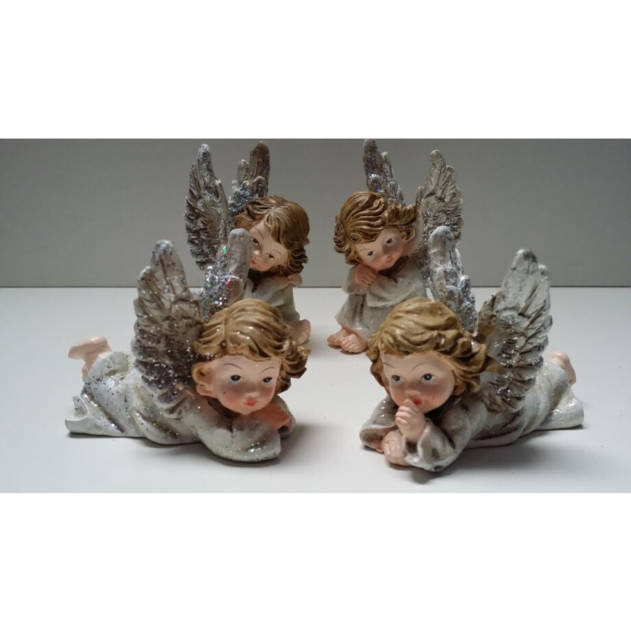 Kersthuisjebestellen - Set van 4 kerstengeltjes - H=5,5 tot 7,5 cm afbeelding 1